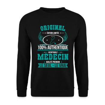 Authentique et véritable médecin - Original - Sweat-shirt Unisexe - noir - Devant - Alina (178cm) & Michal (187cm)