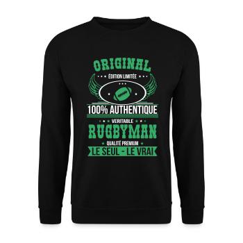 Authentique et véritable rugbyman - Original - Sweat-shirt Unisexe - noir - Devant - Alina (178cm) & Michal (187cm)