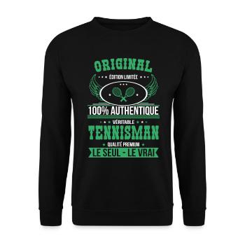 Authentique et véritable tennisman - Original - Sweat-shirt Unisexe - noir - Devant - Alina (178cm) & Michal (187cm)