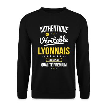 Authentique et véritable Lyonnais - Original - Sweat-shirt Unisexe - noir - Devant - Alina (178cm) & Michal (187cm)