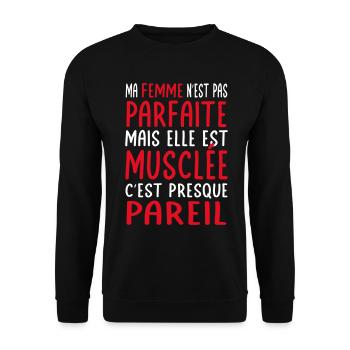 My wife not perfect but she is muscular - Unisex Sweatshirt - black - Front - Alina (178cm) & Michal (187cm)