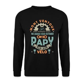 Vélo velo Mont Ventoux cadeau papy cycliste - Sweat-shirt Unisexe - noir - Devant - Alina (178cm) & Michal (187cm)