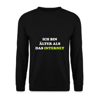 Ich bin älter als das Internet lustiger Spruch - Unisex Pullover - Schwarz - Vorne - Alina (178cm) & Michal (187cm)