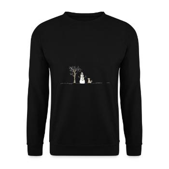 Snow Snowman Dog Stick Throwing Sticks - Unisex Sweatshirt - black - Front - Alina (178cm) & Michal (187cm)