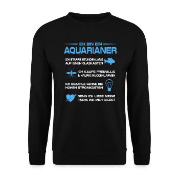 Aquarianer Aquarium Fische Aquaristik Haustiere - Unisex Pullover - Schwarz - Vorne - Alina (178cm) & Michal (187cm)