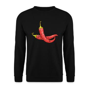 Retro Vintage Grunge Style Chilis - Unisex Pullover - Schwarz - Vorne - Alina (178cm) & Michal (187cm)