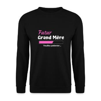 Futur Grand-Mère Femme Mamie Cadeau à Offrir - Sweat-shirt Unisexe - noir - Devant - Alina (178cm) & Michal (187cm)