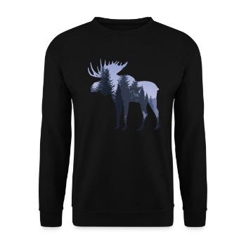 Schweden Elch im Wald - Unisex Pullover - Schwarz - Vorne - Alina (178cm) & Michal (187cm)