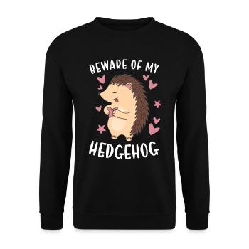 Hedgie Beware Of My Hedgehog - Unisex Sweatshirt - black - Front - Alina (178cm) & Michal (187cm)