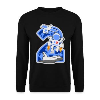 Astronaute 2e anniversaire numéro 2 - 2 ans - Sweat-shirt Unisexe - noir - Devant - Alina (178cm) & Michal (187cm)