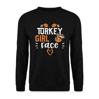 Turkey Girl Face - Thanksgiving - Unisex Sweatshirt - black - Front - Alina (178cm) & Michal (187cm)