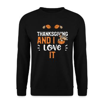 Thanksgiving and I love it - Unisex Pullover - Schwarz - Vorne - Alina (178cm) & Michal (187cm)