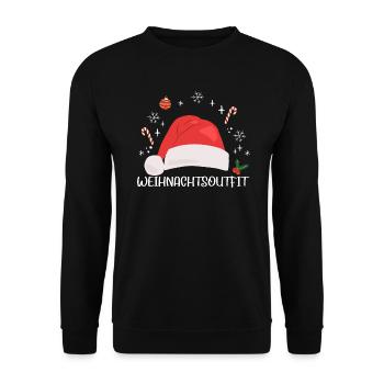 Weihnachten Weihnachtsoutfit Xmas - Unisex Pullover - Schwarz - Vorne - Alina (178cm) & Michal (187cm)