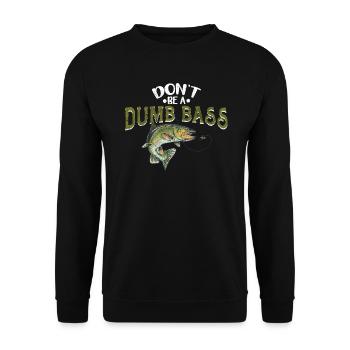 Angler Fischer Geschenkidee Don't Be A Dumb Bass - Unisex Pullover - Schwarz - Vorne - Alina (178cm) & Michal (187cm)