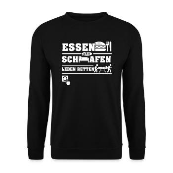 Rettungsdienst Shirt-Jeden Tag - Unisex Pullover - Schwarz - Vorne - Alina (178cm) & Michal (187cm)