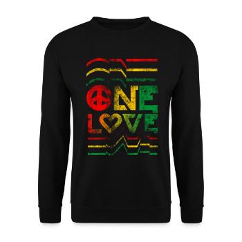 un amour reggae t-shirt en détresse rouge jaune vert - Sweat-shirt Unisexe - noir - Devant - Alina (178cm) & Michal (187cm)