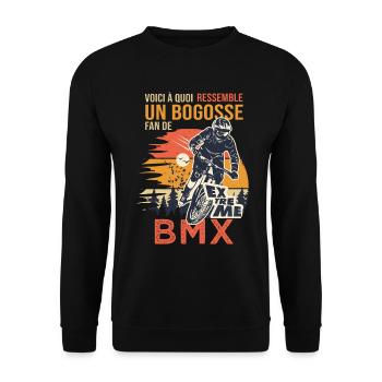 vélo bogosse fan de BMX drôle velo course bmx vélo - Sweat-shirt Unisexe - noir - Devant - Alina (178cm) & Michal (187cm)