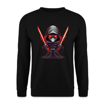 Gevatter Tod - Halloween - Gaming - Unisex Pullover - Schwarz - Vorne - Alina (178cm) & Michal (187cm)