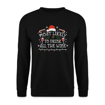 Wino bożonarodzeniowe, które najprawdopodobniej wypije całe wino - Bluza unisex - czarny - Przód - Alina (178cm) & Michal (187cm)