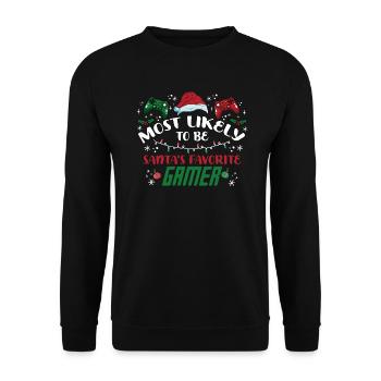 Christmas Xmas Gaming Santa's Favorite Gamer - Unisex Sweatshirt - black - Front - Alina (178cm) & Michal (187cm)