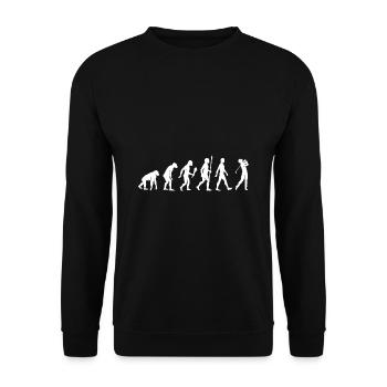 Lustige Golf Evolution Golfspieler Geschenkidee - Unisex Pullover - Schwarz - Vorne - Alina (178cm) & Michal (187cm)