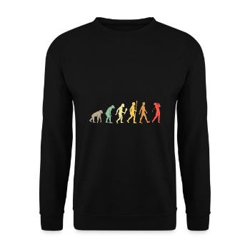 Vintage Golf Evolution Golfspieler Geschenkidee - Unisex Pullover - Schwarz - Vorne - Alina (178cm) & Michal (187cm)