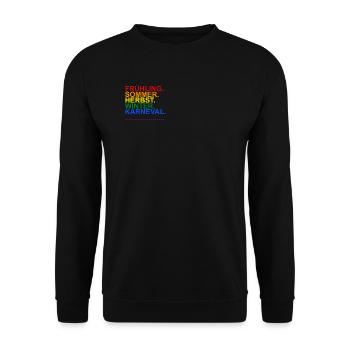 Köln Karneval Gaypride Flagge Regenbogenfarben - Unisex Pullover - Schwarz - Vorne - Alina (178cm) & Michal (187cm)