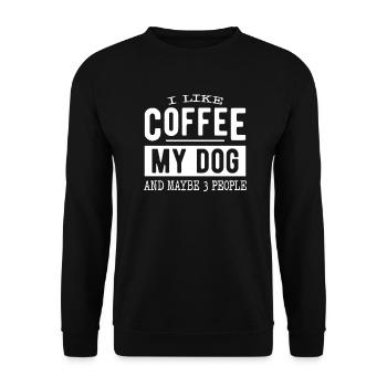J'aime le café mon chien et peut-être 3 personnes - Sweat-shirt Unisexe - noir - Devant - Alina (178cm) & Michal (187cm)