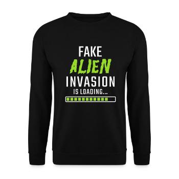 Fake Alien Invasion is Loading - Unisex Pullover - Schwarz - Vorne - Alina (178cm) & Michal (187cm)