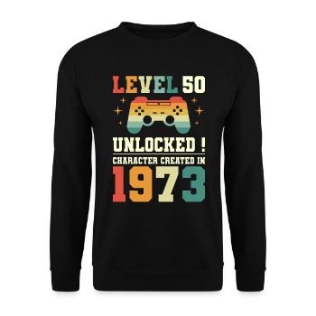Level 50 Anniversary Gamer 50 Jahre - Unisex Pullover - Schwarz - Vorne - Alina (178cm) & Michal (187cm)