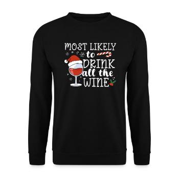 Wino bożonarodzeniowe, które najprawdopodobniej wypije całe wino - Bluza unisex - czarny - Przód - Alina (178cm) & Michal (187cm)