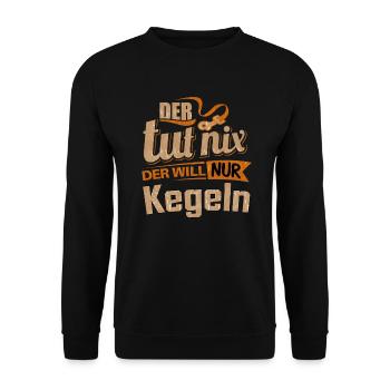 Der tut nix der will nur Kegeln - RAHMENLOS Herren - Unisex Pullover - Schwarz - Vorne - Alina (178cm) & Michal (187cm)
