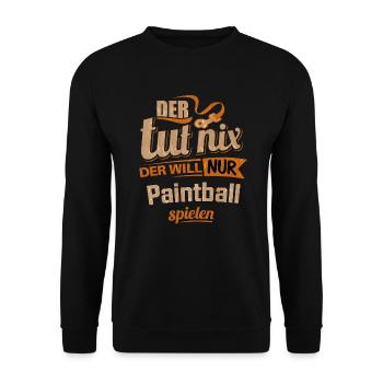 Der tut nix der will nur Paintball - RAHMENLOS - Unisex Pullover - Schwarz - Vorne - Alina (178cm) & Michal (187cm)