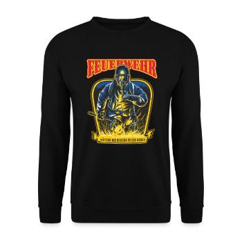 FWD - Feuerwehr - echte Männer die durchs Feuer - Unisex Pullover - Schwarz - Vorne - Alina (178cm) & Michal (187cm)