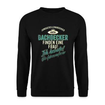 JGA BRAEUTIGAM - Dachdecker - Version Auch - - Unisex Pullover - Schwarz - Vorne - Alina (178cm) & Michal (187cm)