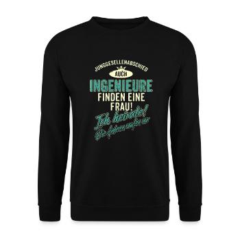 JGA BRAEUTIGAM - Ingenieur - Version Auch - petrol - Unisex Pullover - Schwarz - Vorne - Alina (178cm) & Michal (187cm)