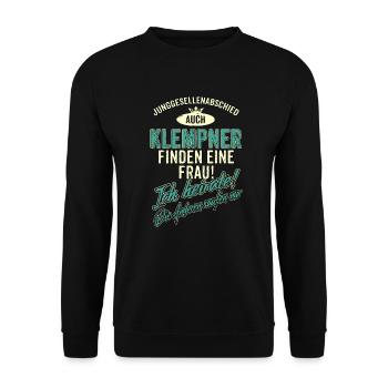 JGA BRAEUTIGAM - Klempner - Version Auch - petrol - Unisex Pullover - Schwarz - Vorne - Alina (178cm) & Michal (187cm)