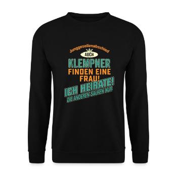 JGA BRAEUTIGAM - Klempner - petrol strong orange - - Unisex Pullover - Schwarz - Vorne - Alina (178cm) & Michal (187cm)