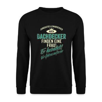JGA Team - Dachdecker - Version Auch - petrol - - Unisex Pullover - Schwarz - Vorne - Alina (178cm) & Michal (187cm)