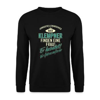 JGA Team - Klempner - Version Auch - petrol - - Unisex Pullover - Schwarz - Vorne - Alina (178cm) & Michal (187cm)
