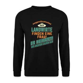 JGA Team - Landwirt - petrol strong orange - - Unisex Pullover - Schwarz - Vorne - Alina (178cm) & Michal (187cm)