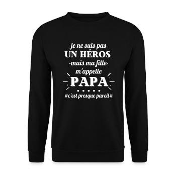 ma fille m'appelle papa, humour cadeau - Sweat-shirt Unisexe - noir - Devant - Alina (178cm) & Michal (187cm)