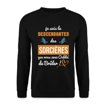 la descendante des sorcières sorcellerie magie - Sweat-shirt Unisexe - noir - Devant - Alina (178cm) & Michal (187cm)