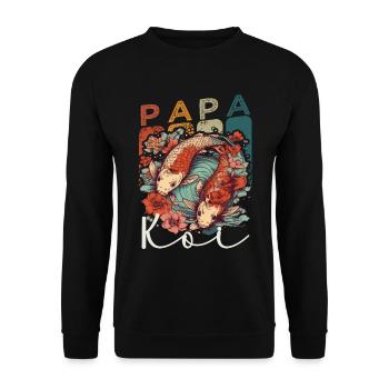 Papa Koi Japanischer Vatertag - Unisex Pullover - Schwarz - Vorne - Alina (178cm) & Michal (187cm)