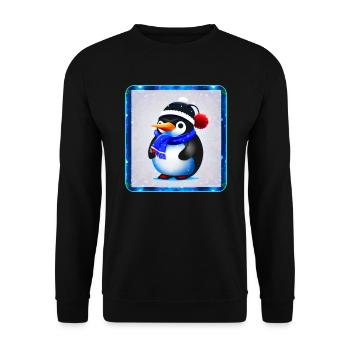 Mignon petit pingouin avec chapeau d’hiver - Sweat-shirt Unisexe - noir - Devant - Alina (178cm) & Michal (187cm)