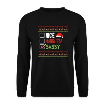 Christmas Funny Witty Humor Nice Naughty Sassy - Unisex Sweatshirt - black - Front - Alina (178cm) & Michal (187cm)