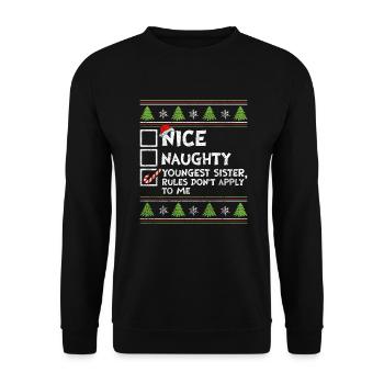 Christmas Sister Nice Naughty Youngest Sister - Unisex Sweatshirt - black - Front - Alina (178cm) & Michal (187cm)