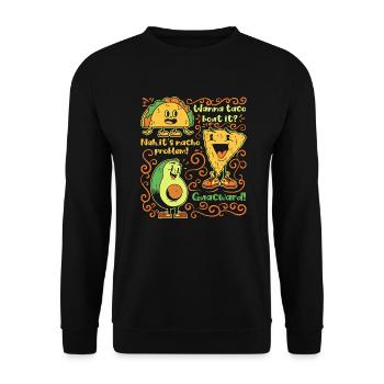 Lustiger Spruch Taco Nacho Avocado Humor Witzig - Unisex Pullover - Schwarz - Vorne - Alina (178cm) & Michal (187cm)