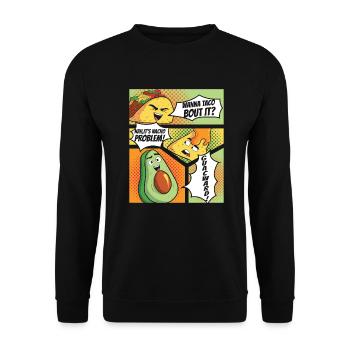Lustiger Spruch Taco Nacho Avocado Humor Witzig - Unisex Pullover - Schwarz - Vorne - Alina (178cm) & Michal (187cm)