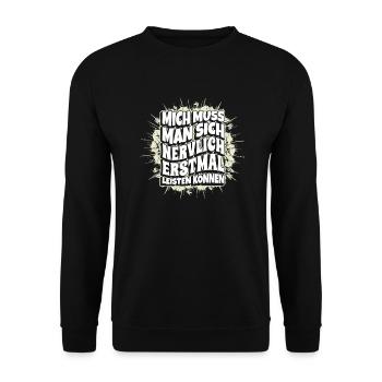 Mich Muss Man Sich Nervlich Erstmal Leisten Können - Unisex Pullover - Schwarz - Vorne - Alina (178cm) & Michal (187cm)